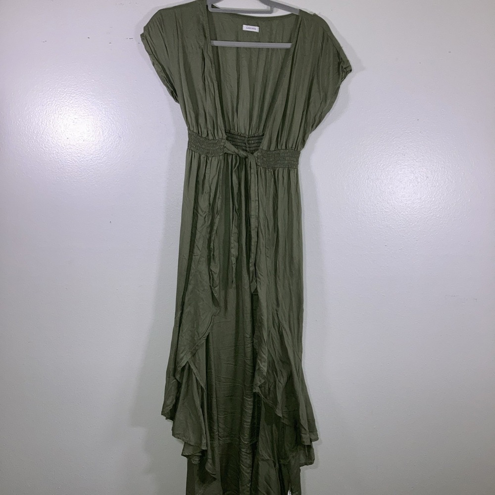 Lascana Green Swim Cover Up Small Short Sleeve Kimono Tie Front